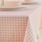 特价 韩式田园复古餐桌布粉色格子桌布 茶几布小清新盖布加工定制