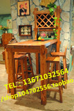 老榆木吧台实木酒柜田园韩式简约台面板窗台板桌面板吧桌吧椅凳