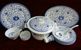 陶瓷餐具套装56件套超白透明碗盘手绘青花瓷优质骨瓷韩式无铅外贸