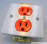 2位铝合金面板入墙插 美标橙色电源插座芯 插座