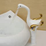 欧式浴室卫生间台上盆洗脸手盆白色银色天鹅款冷热水龙头特价