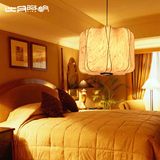 比月照明现代中式卧室餐厅吧台灯具天然蚕丝灯温馨布艺吊灯3198
