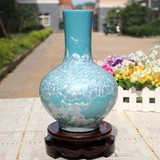 地中海风格手工结晶釉花瓶摆设 仿古天球蓝色花瓶 家居工艺品摆件
