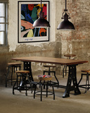 美式复古实木铁艺餐桌组合长方形咖啡酒吧桌简约办公电脑书桌特价