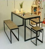 创意复古风格实木餐桌餐椅简约现代桌椅套件住宅家庭实用桌子椅子
