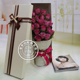 实拍！预定19朵紫玫瑰礼盒北京鲜花店同城速递快递送花生日配送