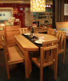 进口水曲柳原木实木家具圆形可伸缩实木餐桌饭桌餐台宜家现代简约
