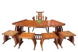 包邮红木住宅家具扇形茶台刺猬紫檀功夫茶桌椅组合1桌5椅实木茶几