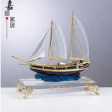 高档水晶帆船模型摆件 工艺帆船高端商务礼品 创意家里装饰品