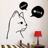 大脸猫 创意卡通墙面墙壁背景装饰 宠物贴画 店鋪橱窗玻璃墙贴纸