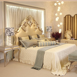 欧式古典银箔床实木床卧室实木雕花床软包双人床软体床布艺床定制