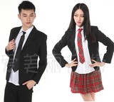 黑色韩版情侣小西装外套 学生装制服 韩国男女生校服 班级服套装