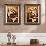 客厅装饰画现代古典两联有框画餐厅玄关挂画酒杯壁画欧式墙画红酒