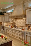 整体厨柜中岛型 纯实木橱柜定制 欧式白色厨房定做 美式家具雕花