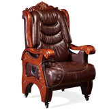 【全国包邮】大班椅老板椅总裁椅霸气进口牛皮可躺实木雕刻椅968#