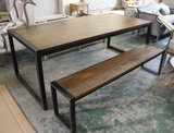 西餐厅桌椅做旧实木餐桌椅铁艺咖啡厅桌椅 现代简约餐桌椅 组合