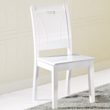 买6椅送儿童小板凳 实木餐椅 客厅时尚家用餐椅 亮光白色餐椅组合