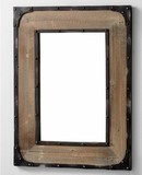 复古怀旧铁艺实木镜框 美式乡村浴室做旧实木镜框 铁艺镜框相框