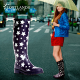LOSTLANDS时尚女式雨鞋高筒女士雨靴水鞋胶鞋套鞋 大牌星星