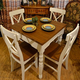 欧式田园美式 地中海 实木家具现代简约小户型方桌 组合餐桌