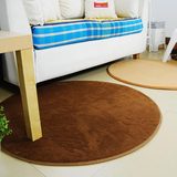 纯色圆形珊瑚绒地毯 电脑椅郑多燕瑜伽垫 卧室房间 咖啡色纯色