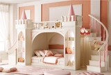 高档儿童套房家具 女孩公主城堡床 高低床母子床上下铺带滑梯梯柜