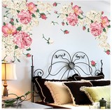 牡丹玫瑰花墙贴纸壁装饰画 温馨客厅卧室电视背景墙衣柜玻璃贴花