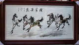 景德镇 瓷板画 手绘 挂屏 屏风 名家 收藏 客厅 壁画 马 八骏图