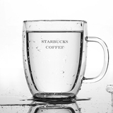 包邮星巴克杯子女创意杯子双层玻璃茶杯马克杯咖啡杯水杯带盖勺