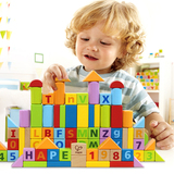 德国hape80粒积木 木制大块环保 婴儿童益智玩具木质1-2岁宝宝
