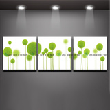 绿色的球儿 三联植物拼画 家居客厅卧室无框画壁画装饰画油画