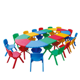 厂家直销幼儿园圆形会议桌拼搭桌子课桌椅塑料加厚宝贝桌儿童6张