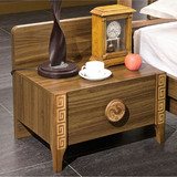 现代简约橡木实木储物柜床边柜子中式带抽屉单层胡桃色木质床头柜