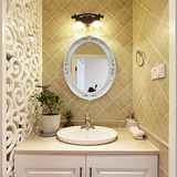 包邮 欧式椭圆壁挂浴室镜 美式 卫浴卫生间镜 梳妆地中海装饰镜子