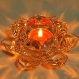 特价莲花水晶玻璃烛台桌面饰品摆件KTV专用蜡烛台创意玻璃灯笼