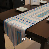 nunu+【包邮】地中海风蓝色线条割绒桌旗 时尚奢华简约 桌旗餐旗