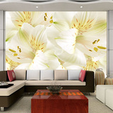现代时尚客厅沙发卧室电视背景墙纸大型壁纸壁画清新淡雅百合花卉