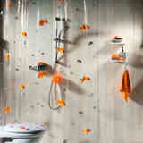 欧洲卫浴 瑞士丝普瑞 spirella 金鱼戏石透明PVC防水浴室浴帘