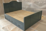 荷特家具 美式乡村 实木双人床 现代简约 多抽箱体床储物定制