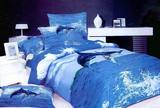 3D个性海豚被套床单床上用品蓝色海洋床品纯棉四件套地中海风格4
