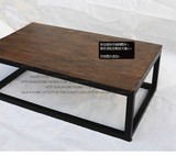 美式乡村铁艺休闲桌 复古时尚做旧茶几边桌创意简约实木桌子包邮