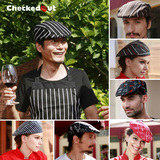 厨师帽 贝雷帽 前进帽 男 checkedout餐厅工作帽 女 厨师工作帽
