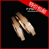 韩国镀18K玫瑰金时尚钛钢磨砂戒指女尾戒小指情侣对戒情人节礼物
