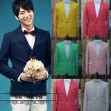 韩版修身影楼拍照主题男装男士演出西服西装套装小苹果广场西服