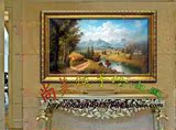 横图高档欧式古典风景油画手绘客厅大幅有框装饰壁画欧美挂画丰收