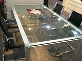 钢化玻璃办公桌 透明会议桌 10毫米钢化玻璃会议桌h10