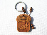 桃木神兽 生肖鼠钥匙扣饰品挂件 纯桃木雕老鼠刻辟邪平安符吉祥物