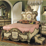 欧式床双人床1.8米床大床公主床实木雕花床彩绘1.5米婚床复古木床
