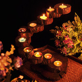 情侣浪漫礼品 创意复古多层旋转实木烛台摆件 泰国进口东南亚风格