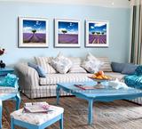 卧室客厅装饰画 餐厅现代简约壁画四联玄关有框画紫色薰衣草挂画